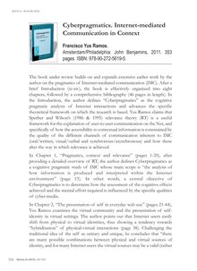 Cyberpragmatics. Internet-mediated Communication in Context. Francisco Yus Ramos. Amsterdam/Philadelphia: John Benjamins, 2011. 353 pages. ISBN: 978-90-272-5619-5.
