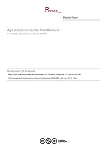 Age et endurance des Marathoniens - article ; n°3 ; vol.35, pg 687-690