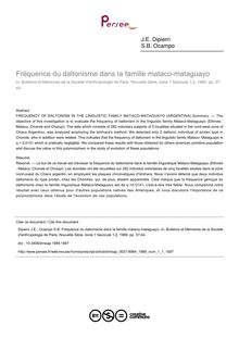 Fréquence du daltonisme dans la famille mataco-mataguayo - article ; n°1 ; vol.1, pg 37-44