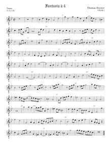Partition ténor viole de gambe, octave aigu clef, fantaisies, Brewer, Thomas