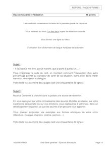 Brevet Français 2016 - Rédaction - Série générale