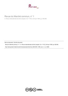 Revue du Marché commun, n° 1 - note biblio ; n°2 ; vol.11, pg 483-484