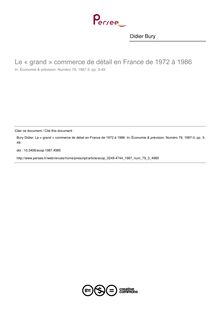 Le « grand » commerce de détail en France de 1972 à 1986 - article ; n°3 ; vol.79, pg 3-49