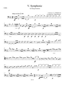 Partition violoncelles, Symphony No.5, Op.67, C minor, Beethoven, Ludwig van