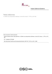 Notes déliennes - article ; n°1 ; vol.99, pg 247-265