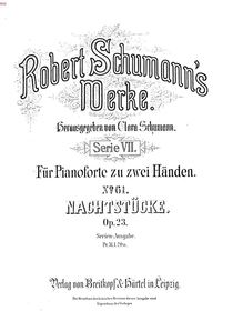 Partition complète, 4 Nachtstücke Op.23, Morning Songs, Schumann, Robert par Robert Schumann