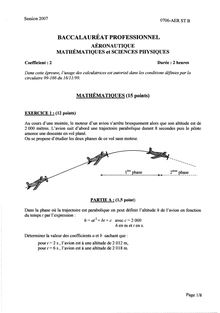 Mathématiques et Sciences Physiques 2007 Bac Pro - Aéronautique
