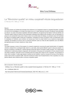 La Révolution qualité en milieu coopératif viticole languedocien - article ; n°1 ; vol.9, pg 111-124
