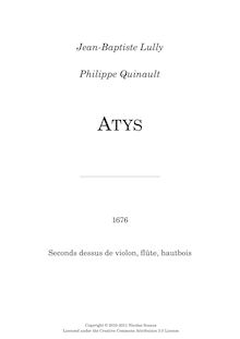 Partition Dessus II (violon, flûte, hautbois), Atys, LWV 53, Lully, Jean-Baptiste
