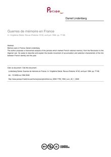 Guerres de mémoire en France - article ; n°1 ; vol.42, pg 77-96
