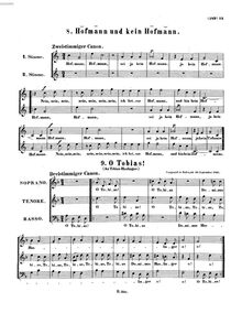 Partition complète, Hofmann und kein Hofmann, 2-part Canon in C majorAuf einen, welcher Hoffmann geheißen ; Hoffmann, sei ja kein HofmannZwei Kanons
