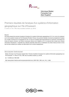 Premiers résultats de l analyse d un système d information géographique sur l île d Ouessant  - article ; n°1 ; vol.145, pg 89-94