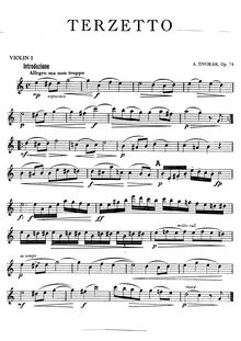 Partition violon 1, Terzetto, Terceto, C major, Dvořák, Antonín
