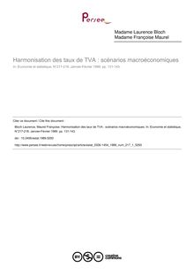 Harmonisation des taux de TVA : scénarios macroéconomiques - article ; n°1 ; vol.217, pg 131-143