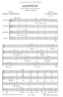 Partition complète, Saltarelle, Op.74, A, Saint-Saëns, Camille