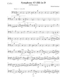 Partition violoncelles, Symphony No.3, Symphony for Strings, D major par Michel Rondeau