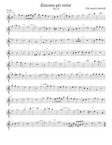 Partition ténor viole de gambe (octave aigu clef), Canzoni per sonare con ogni sorte di stromenti par Giovanni Gabrieli