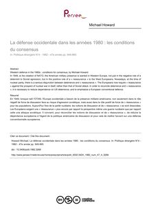 La défense occidentale dans les années 1980 : les conditions du consensus - article ; n°4 ; vol.47, pg 949-965