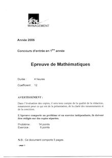 Mathématiques 2006 TELECOM Management
