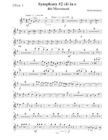 Partition hautbois 1, Symphony No.2, E minor, Rondeau, Michel par Michel Rondeau