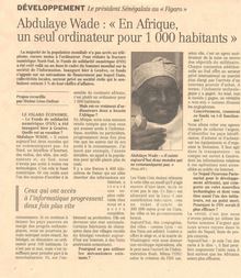 Abdulaye wade   « en afrique, un seul ordinateur pour 1 000
