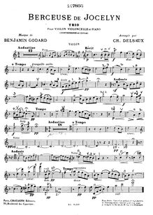 Partition de violon, Jocelyn, Op.100, Godard, Benjamin par Benjamin Godard