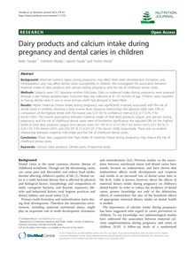 Dairy products and calcium intake during pregnancy and dental caries in children