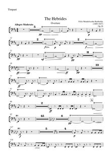 Partition timbales, pour Hebrides, Op.26, Fingal s CaveLe Ebridi