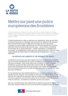 [TRIBUNE] Mettre sur pied une police européenne des frontières - Mai 2014