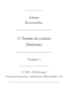Partition violons III (=altos I), Sonate e Sinfonie da camera, Rosenmüller, Johann