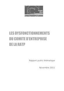 Les dysfonctionnements du comité d entreprise de la RATP