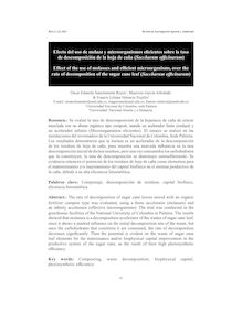 Efecto del uso de melaza y microorganismos eficientes sobre la tasade descomposición de la hoja de caña (Saccharum officinarum)