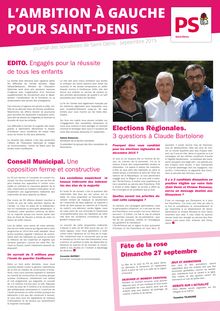 Journal des socialistes de Saint-Denis - septembre 2015