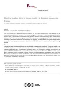 Une immigration dans la longue durée : la diaspora grecque en France - article ; n°2 ; vol.14, pg 485-495