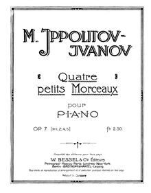 Partition complète, 5 Little Piano pièces, Op.7, G major, A minor, ?, D major, G major