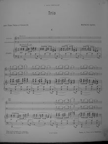 Partition complète, Piano Trio, Trio pour piano, violon et violoncelle par Maurice Ravel