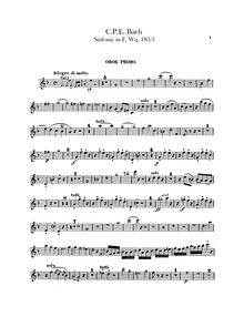 Partition hautbois 1, 2, Symphony No. 3, F Major, Bach, Carl Philipp Emanuel