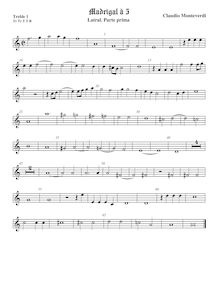Partition viole de gambe aigue 1, Latral, Parte prima, Monteverdi, Claudio