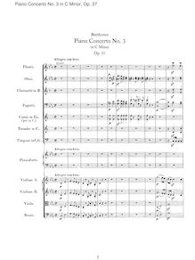 Partition , Allegro con brio, Piano Concerto No.3, C Minor, Beethoven, Ludwig van
