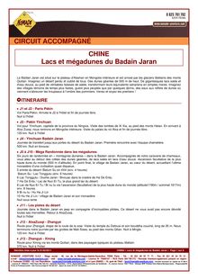 CIRCUIT ACCOMPAGNÉ CHINE Lacs et mégadunes du Badain Jaran