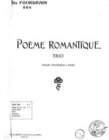 Partition violoncelle, Poème romantique, D minor, Fourdrain, Félix