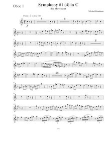 Partition hautbois 1, Symphony No.1, C major, Rondeau, Michel par Michel Rondeau
