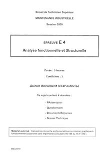 Analyse fonctionnelle et structurelle 2009 BTS Maintenance industrielle