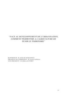 "FACE AU DEVELOPPEMENT DE L URBANISATION, COMMENT PERMETTRE A L ...