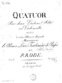 Partition parties complètes, corde quatuor No.1, E♭ major, Rode, Pierre