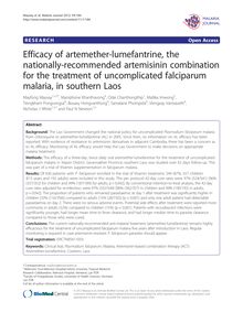 Efficacy of artemether-lumefantrine, the nationally-recommended artemisinin combination for the treatment of uncomplicated falciparum malaria, in southern Laos