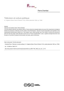 Télévision et culture politique - article ; n°1 ; vol.44, pg 79-86