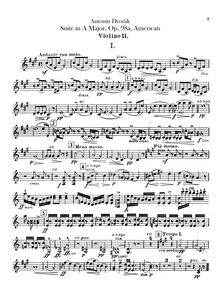 Partition violons II, American, A major, Dvořák, Antonín