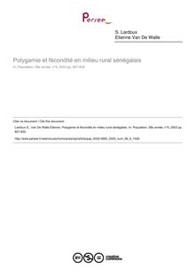 Polygamie et fécondité en milieu rural sénégalais - article ; n°6 ; vol.58, pg 807-835