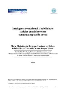 Inteligencia emocional y habilidades sociales en adolescentes con alta aceptación social (Emotional intelligence and social skills in adolescents with high social acceptance)